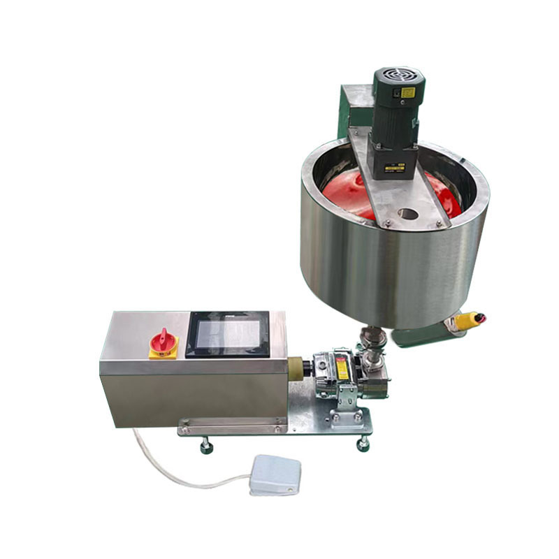 Semi-automatic Rotor Pump Peanut Butter Ketchup Honey Paint Pigment Cream Heating Hopper Filling Machine